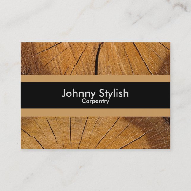 Carpenter wood business stripe business card (Front)