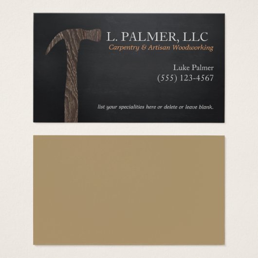 Carpenter Wood Hammer Logo Carpentry (Front & Back)