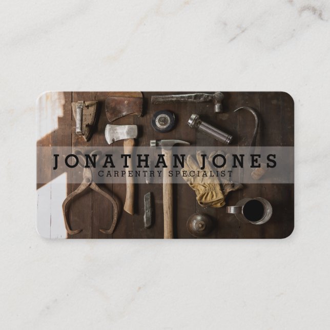 Carpenter Wood Worker Photo Business Card (Front)