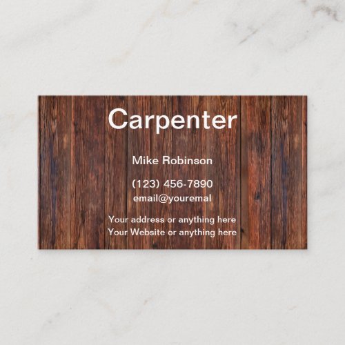 Carpenter Wood Working Business Card