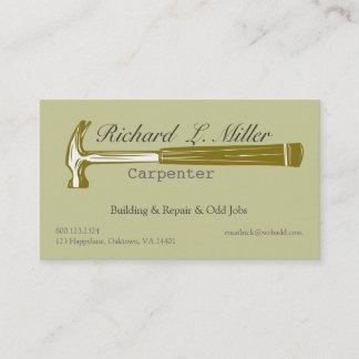 Carpenter Woodwork Wood Hammer Cosntruction Business Card