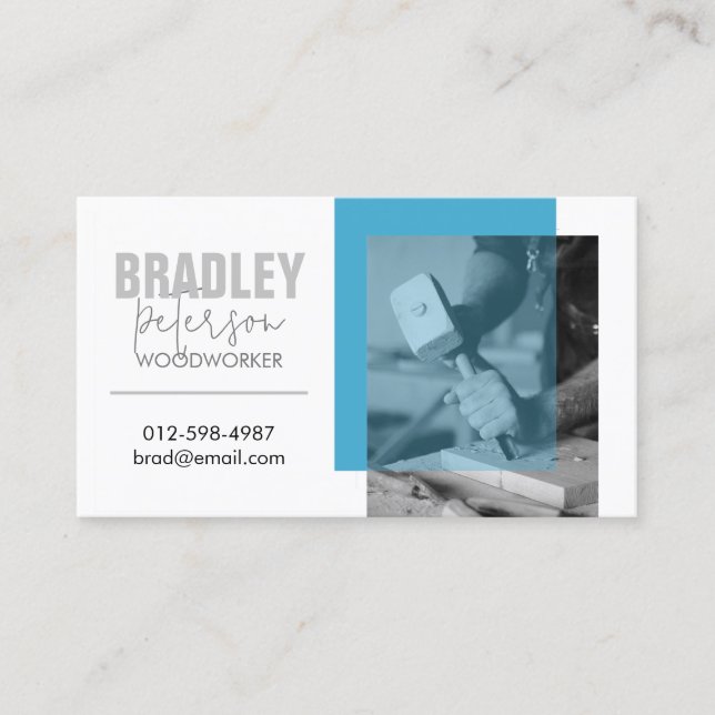 Carpenter Woodworker Customizable Image Business Card (Front)