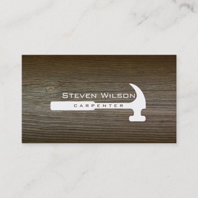 Carpenter Woodworker Professional Tool Wood Business Card (Front)