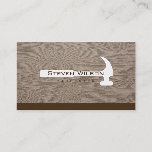Carpenter Woodworker Professional Tool Wood Business Card (Front)