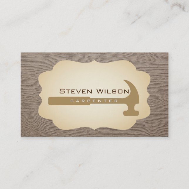 Carpenter Woodworker Professional Tool Wood Business Card (Front)