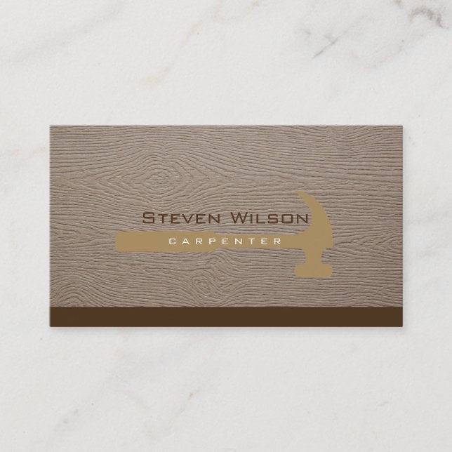 Carpenter Woodworker Professional Tool Wood Business Card (Front)