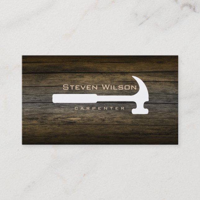 Carpenter Woodworker Professional Tool Wood Business Card (Front)