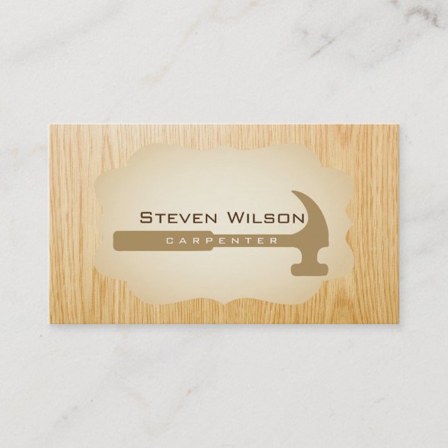 Carpenter Woodworker Professional Tool Wood Business Card (Front)