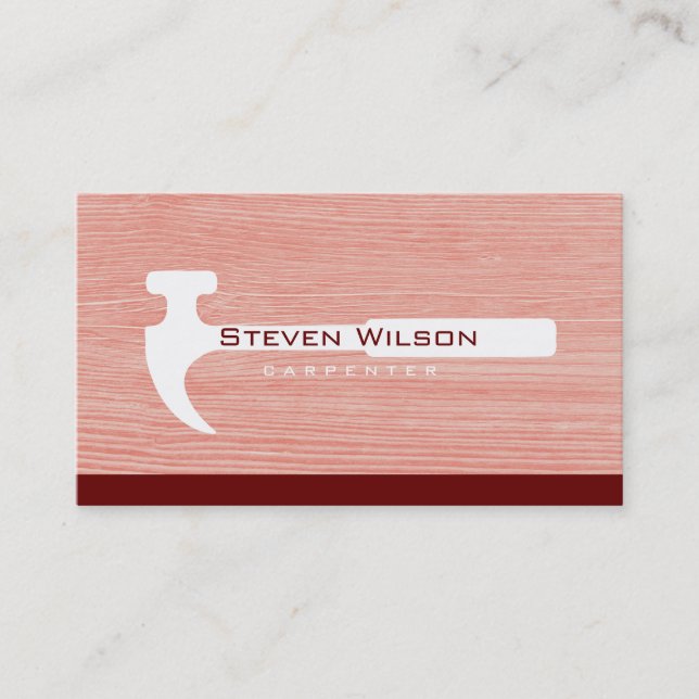 Carpenter Woodworker Professional Tool Wood Business Card (Front)