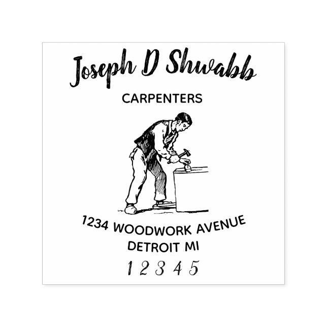 Carpenter, woodworker, tradesman self-inking stamp (Design)
