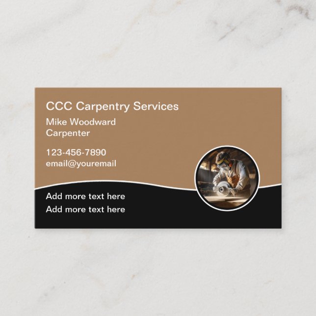 Carpenter Woodworking Business Cards (Front)