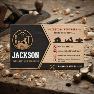 Carpenter Woodworking Modern Business Card