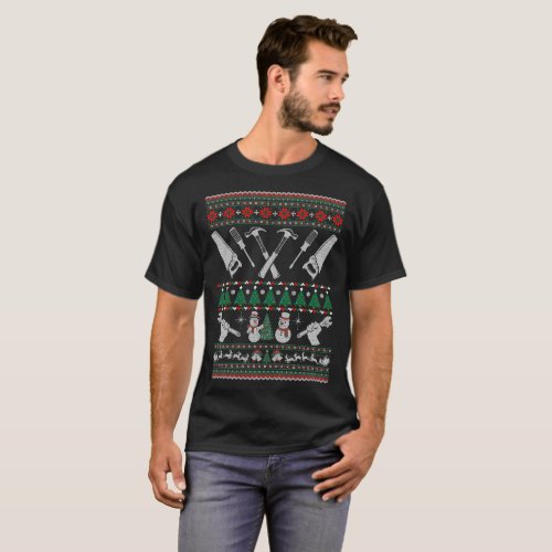 Carpenter Woodworking Ugly Christmas Sweater Tees