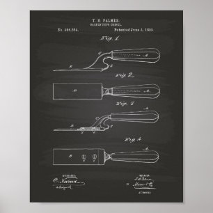 Carpenter's Chisel 1889 Patent Art Chalkboard Poster