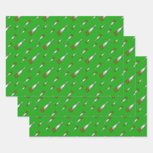 Carpenter's Saw Handyman Fun Green Wrapping Paper Sheets