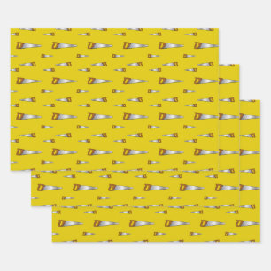 Carpenter's Saw Handyman Fun Yellow Wrapping Paper Sheets