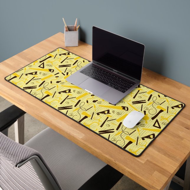 Carpenters Tools, Woodworking Yellow and Black Desk Mat (Office 2)