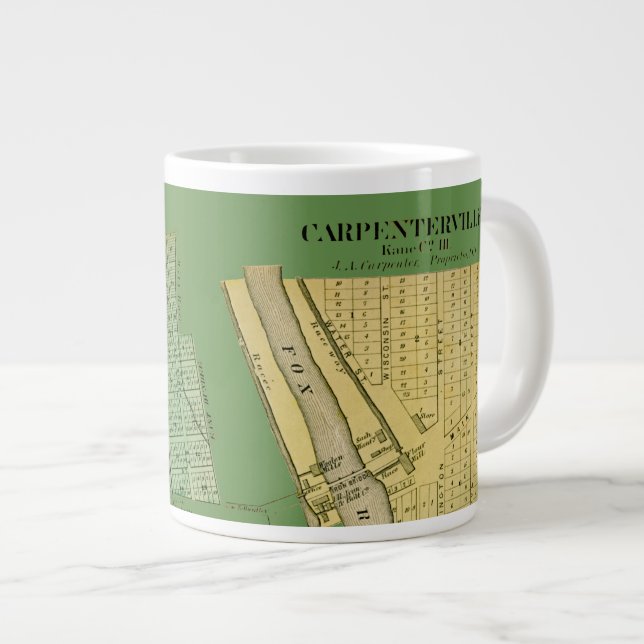 CARPENTERSVILLE DUNDEE ILLINOIS 1871 MAP GIANT COFFEE MUG (Front Right)
