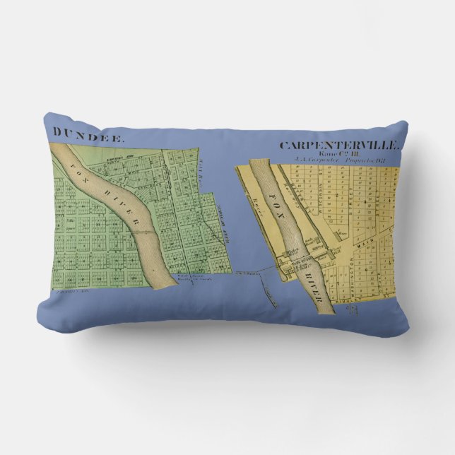 CARPENTERSVILLE DUNDEE ILLINOIS 1871 MAP LUMBAR PILLOW (Front)