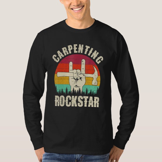 Carpenting Rockstar, Funny Carpenter Dad, Retro Wo T-Shirt (Front)