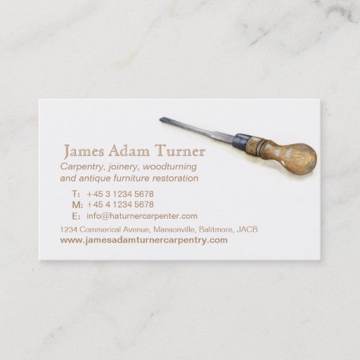Customizable Carpentry carpenter chisel art business card