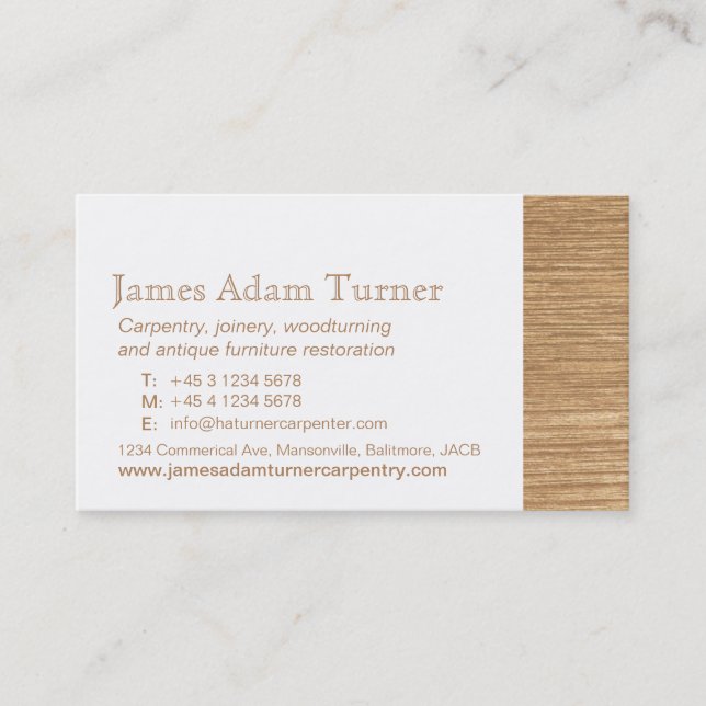 Carpentry carpenter wood business card (Front)