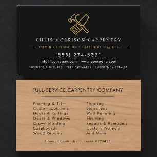 Carpentry Carpenter Wood Hammer Saw Business Card