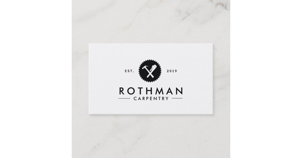 Carpentry Hamme Pipe Wrench Round Saw Logo Business Card Zazzle Com
