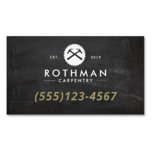 Carpentry Hammer and Saw Construction Business Car Card Magnet