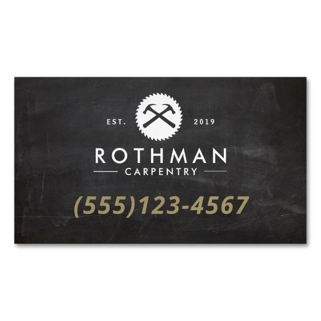 Carpentry Hammer and Saw Construction Business Car Card Magnet (Front)