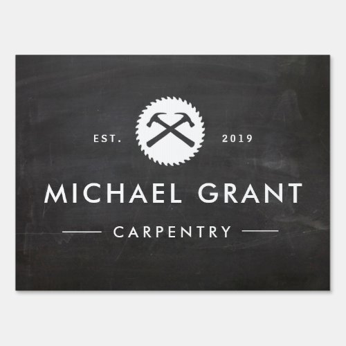 Carpentry Hammer and Saw Construction Logo Sign
