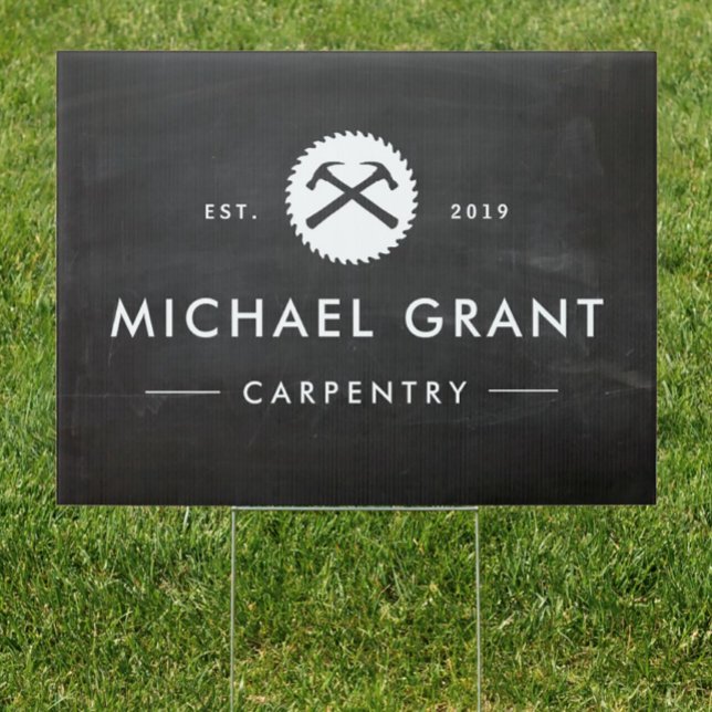 Carpentry Hammer and Saw Construction Logo Sign (Creator Uploaded)