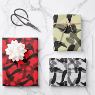 Carpentry Hammers on Mancave Wrapping Paper Sheets