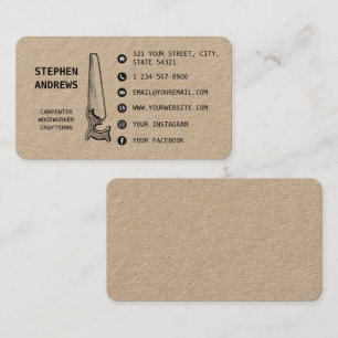 Carpentry Handyman Professional Social Media Icons Business Card