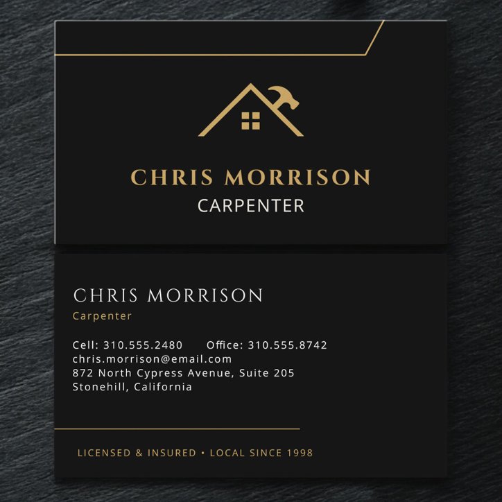 Carpentry Home Builder Carpenter Contractor Business Card