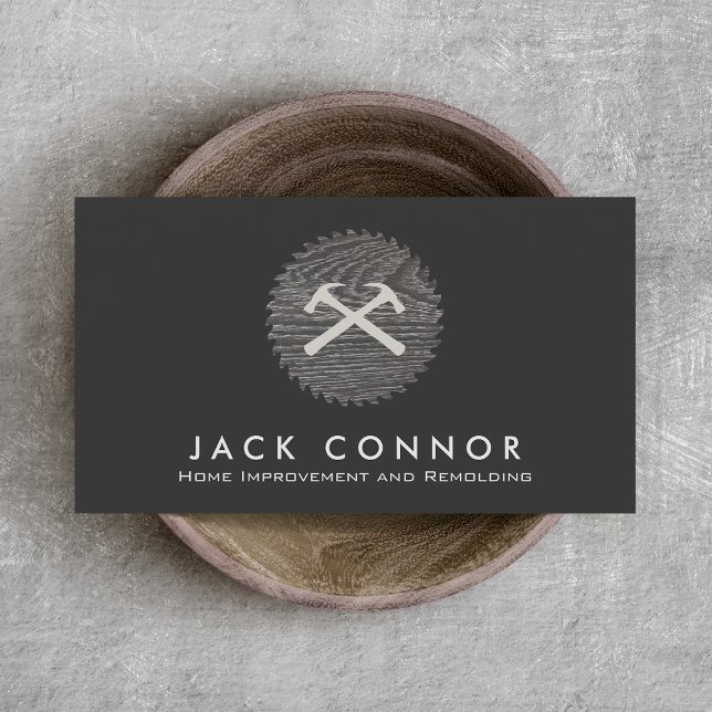 Carpentry Home Improvement Hammer and Saw Business Card (Creator Uploaded)