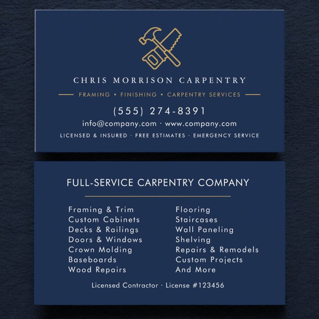 Carpentry Home Improvement Hammer Saw Business Card (Creator Uploaded)