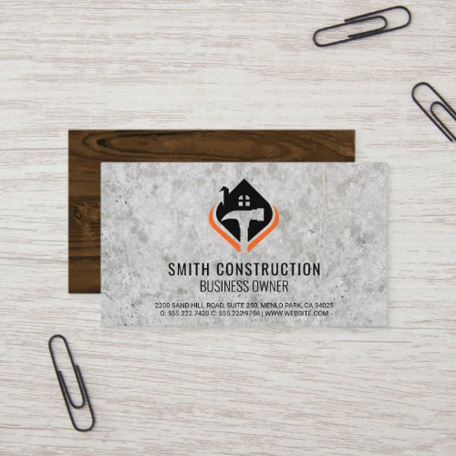 Carpentry Logo  Concrete Wood Business Card