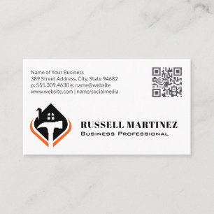 Carpentry Logo QR Code Business Card