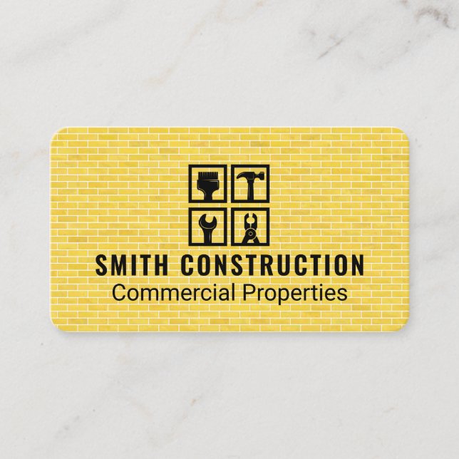 Carpentry Repair Icons | Construction Tools Business Card (Front)
