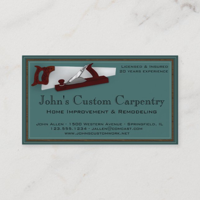 Carpentry Service Business Card (Front)