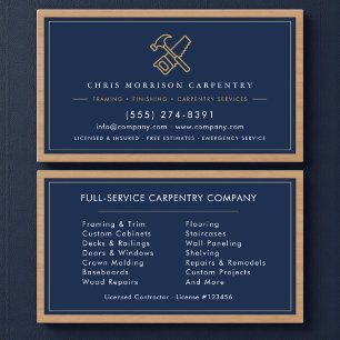 Carpentry Services Company Wood Business Card