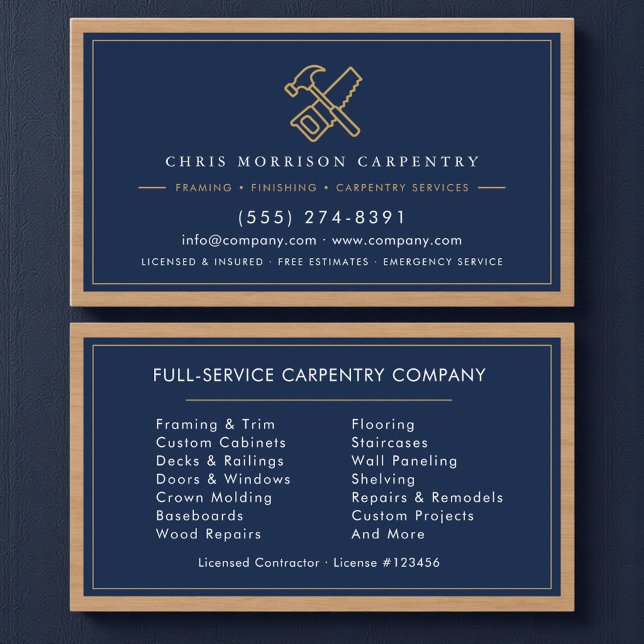Carpentry Services Company Wood Business Card (Creator Uploaded)