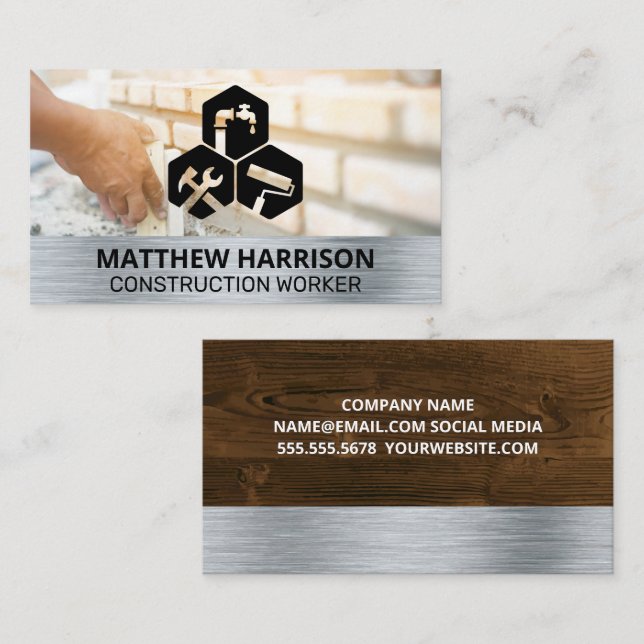 Carpentry Services Icons Business Card (Front/Back)