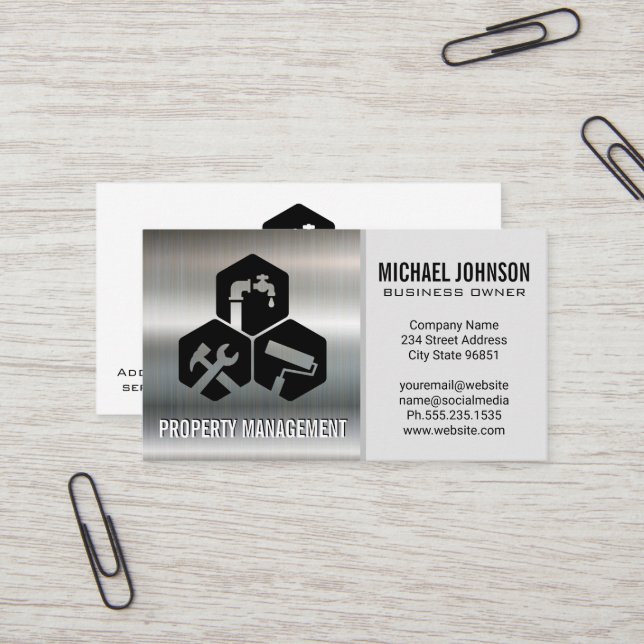 Carpentry Services | Metallic Background Business  Card (Front/Back In Situ)