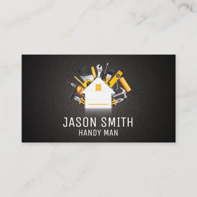 Carpentry Tools and Home Logo Business Card (Front)