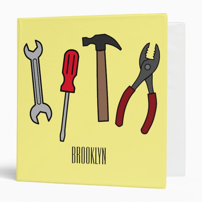 Carpentry tools cartoon illustration  3 ring binder (Front/Inside)