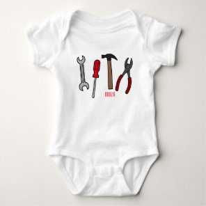 Carpentry tools cartoon illustration  baby bodysuit