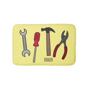 Carpentry tools cartoon illustration  bath mat