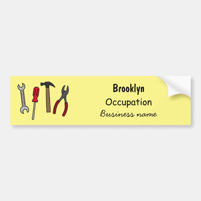 Carpentry tools cartoon illustration bumper sticker (Front)